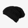 Unisex Black Self Design Beanie