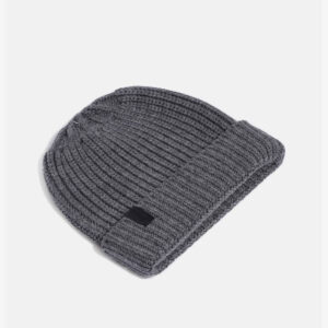 Unisex Grey Self Design Beanie