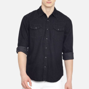 Solid Denim Western Shirt