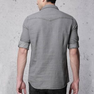 Grey Slim Fit Solid Casual Shirt