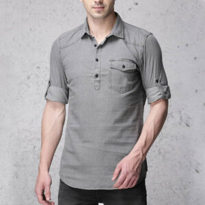 Grey Slim Fit Solid Casual Shirt