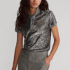 Sequined Mesh Polo Shirt
