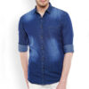 Men Blue Slim Fit Faded Casual Shirt